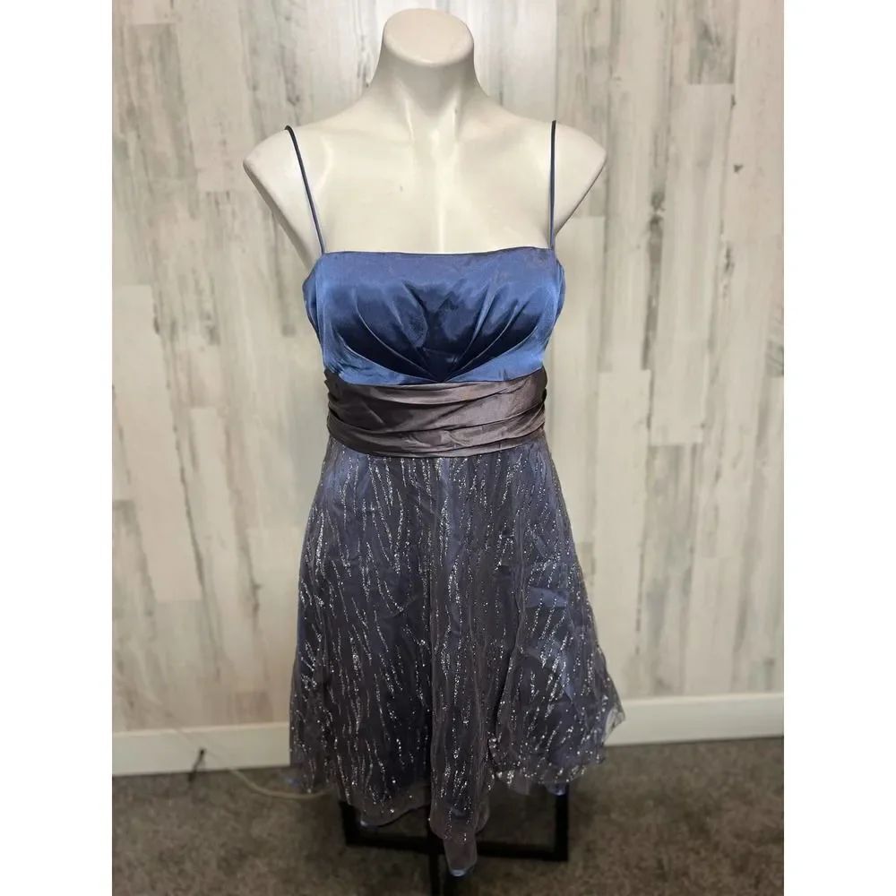 Jump Apparel Blue & Silver Glitter Fit & Flare Dress – Size 11/12